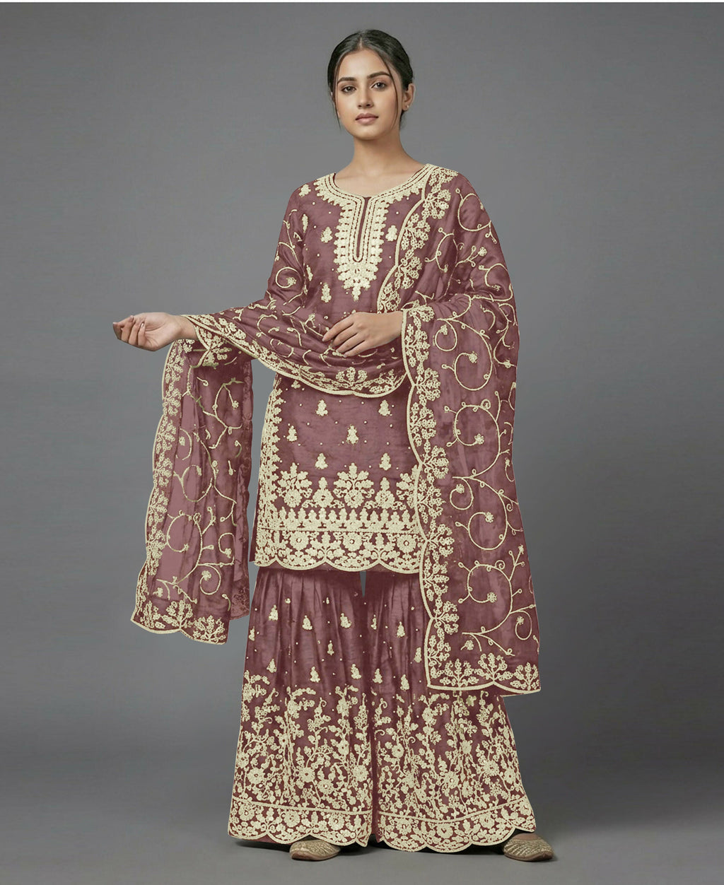 Teeya Creation Womens New Trendy Pure Gmy Silk With Heavy Embroidery Sequence Work Kurta Set