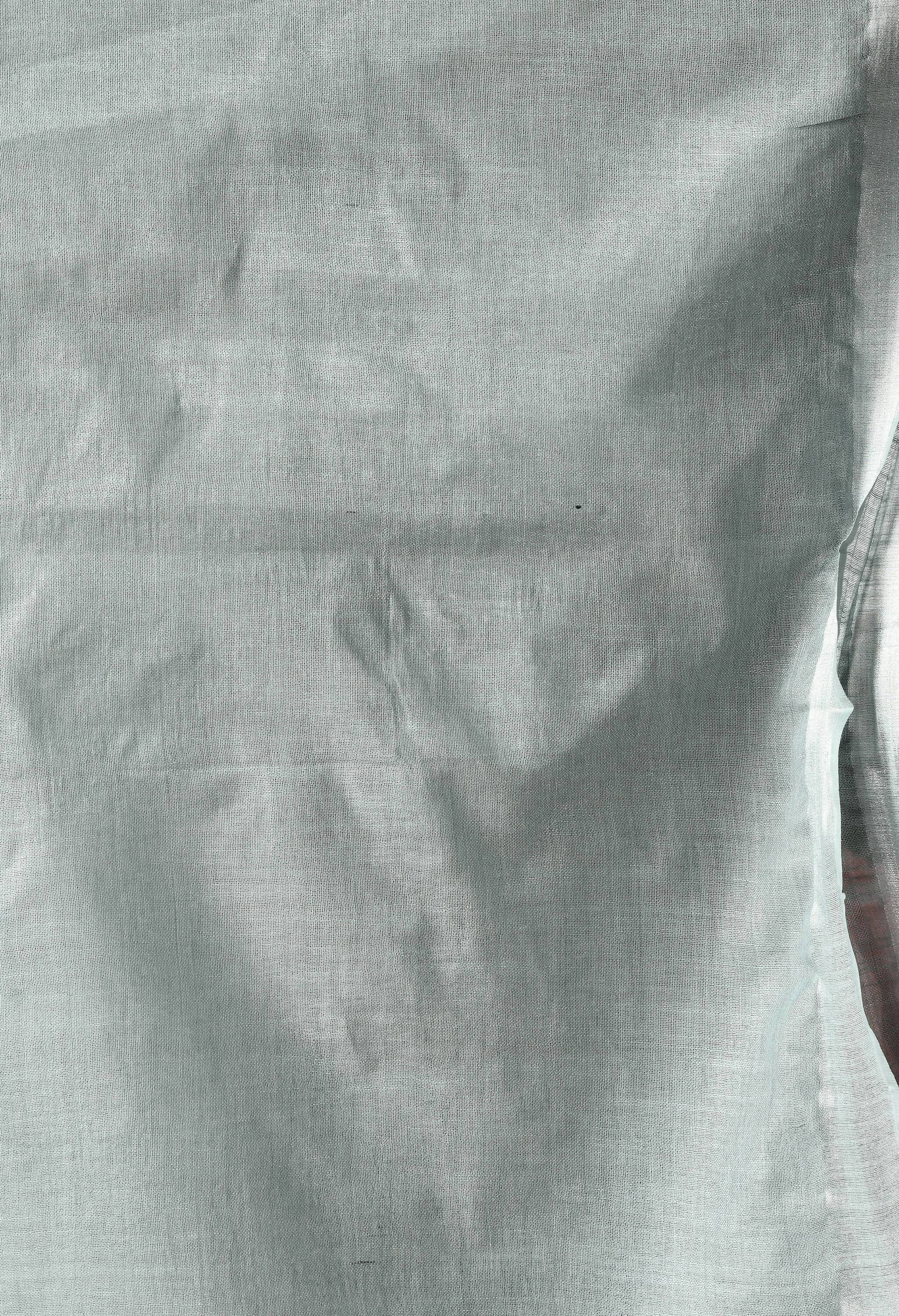 Mominos Fashion Moeza Gray Bhagalpuri Handloom Silk Linen Saree with unstitched Blouse piece