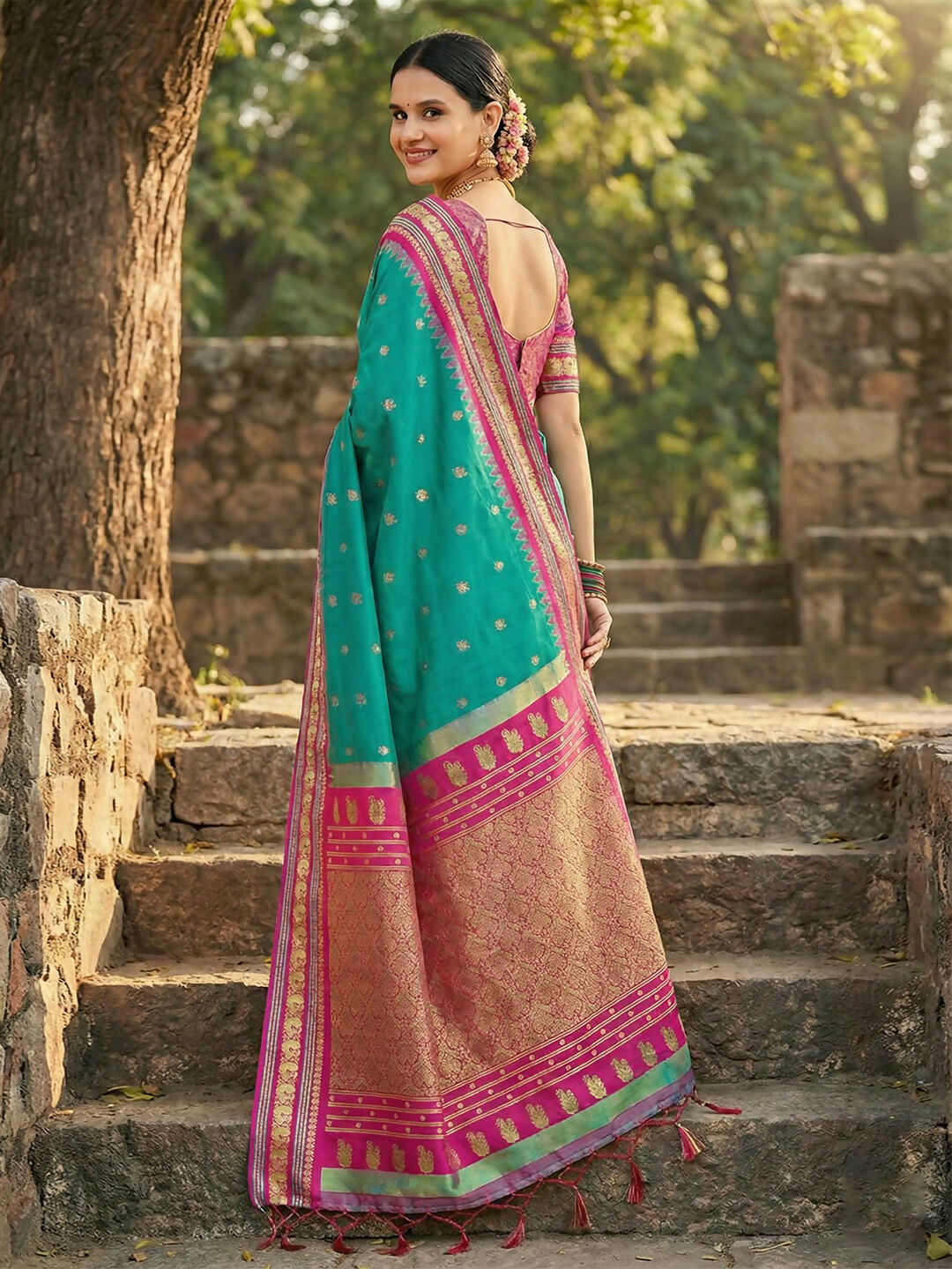 Shree Shyam Fashion Sea Green Soft Silk Saree