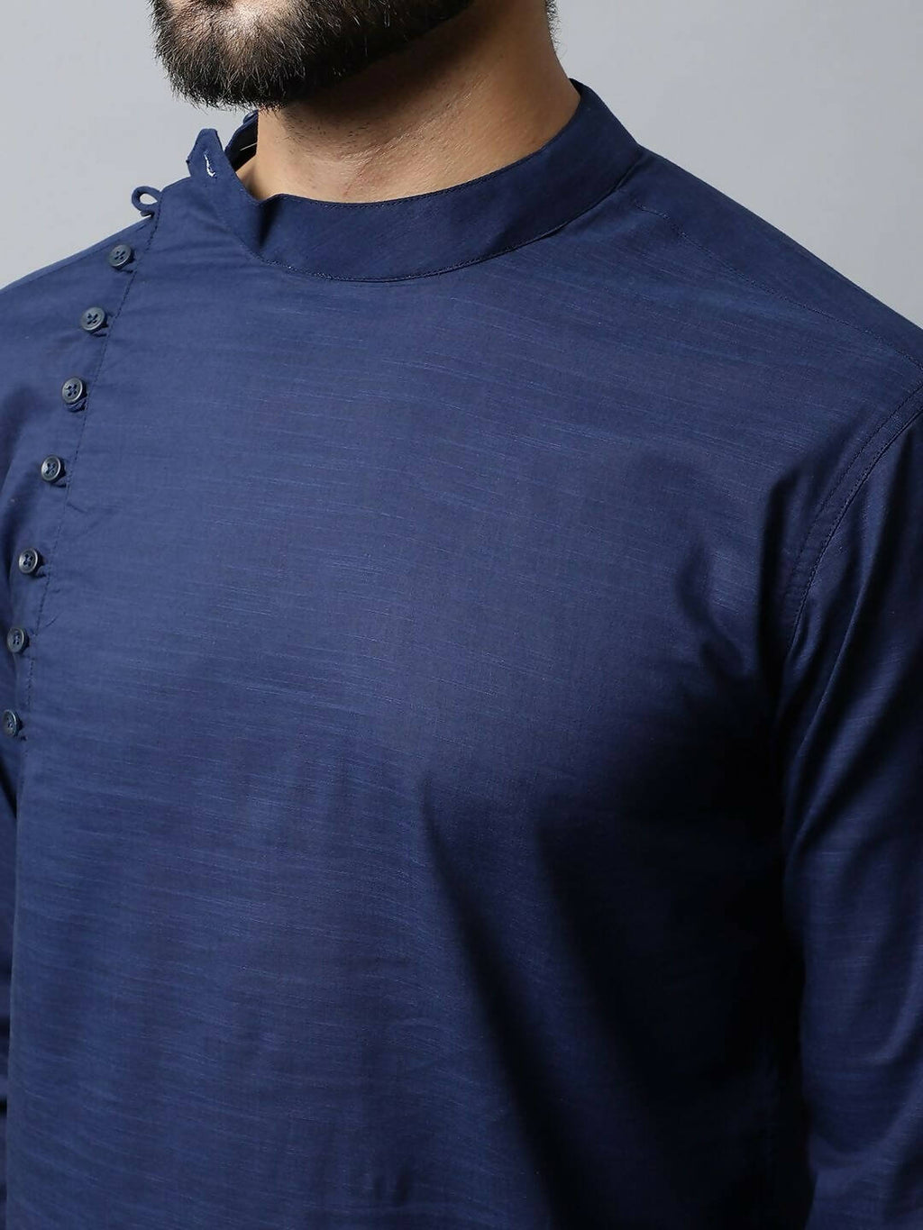 Even Apparels Navy blue Color Viscose Pure Cotton Men's Kurta With Side Placket (SLD1190)
