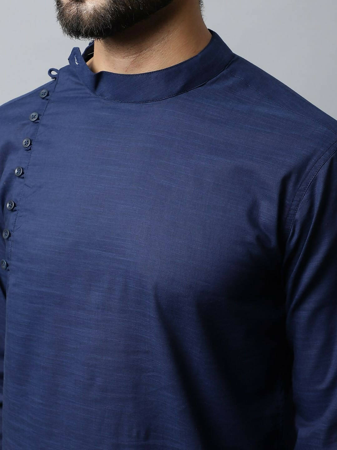 Even Apparels Navy blue Color Viscose Pure Cotton Men's Kurta With Side Placket (SLD1190)