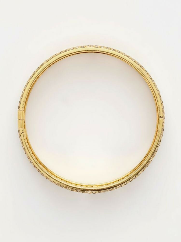 NVR Women Set of 2 Gold Plated CZ Stone Kada Bangle