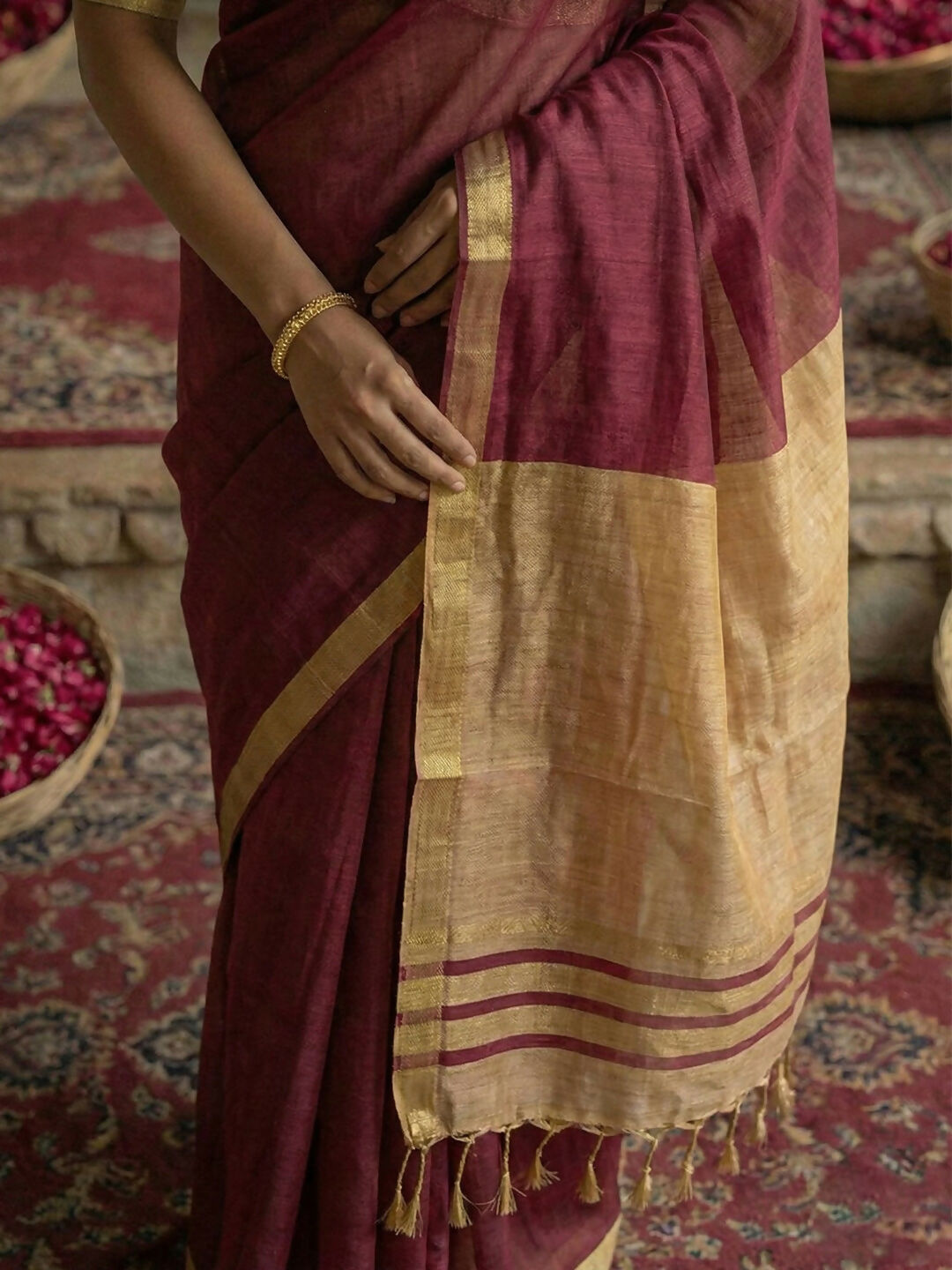 Shree Shyam Fashion Wine Cotton Saree