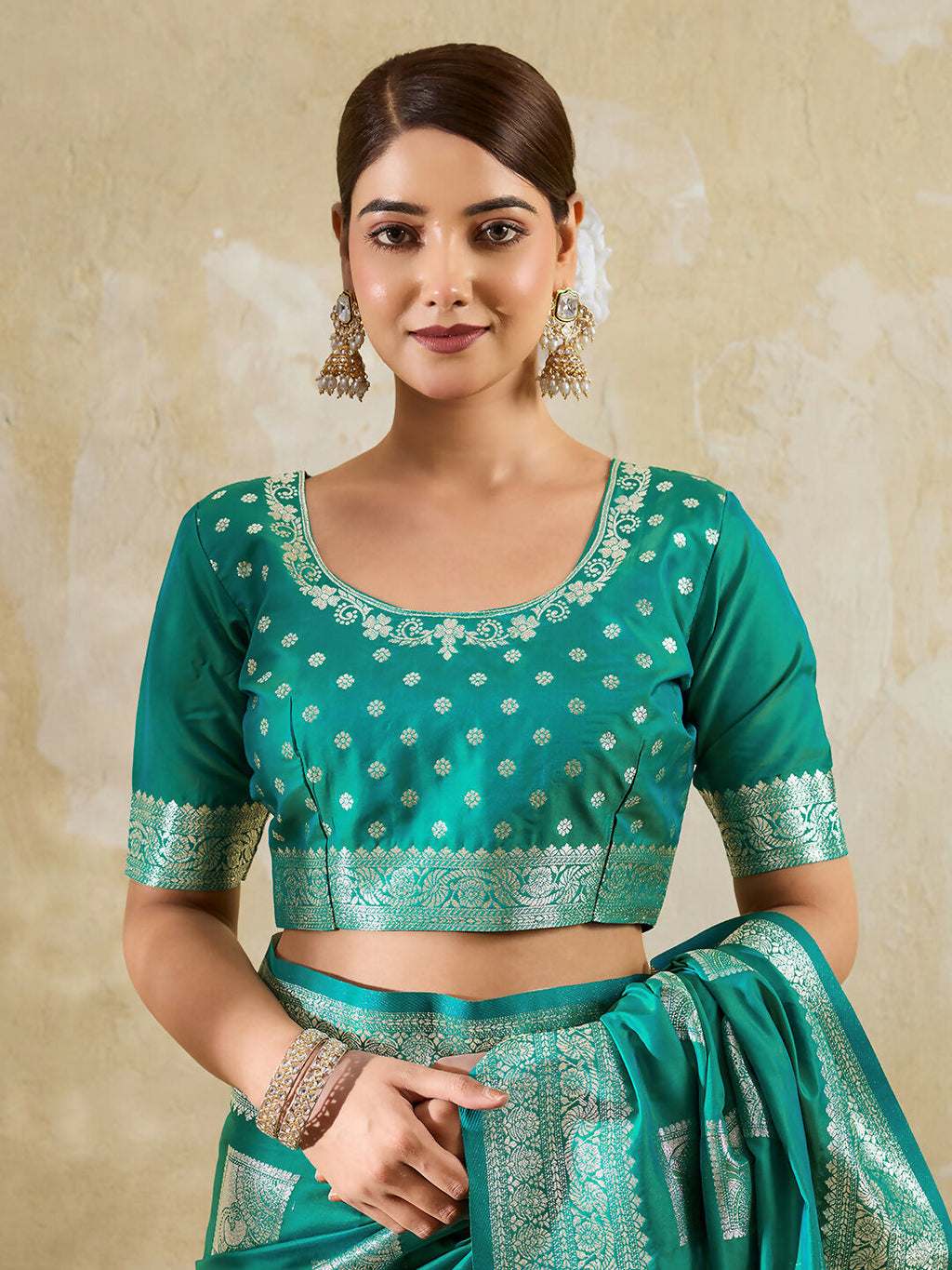 Shree Shyam Fashion Sea Green Silk Blend Saree