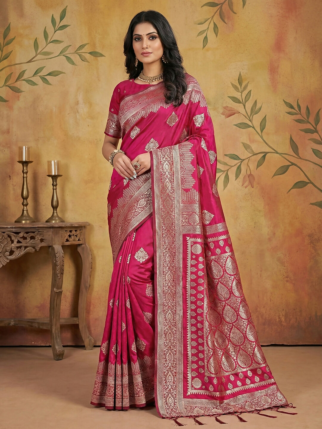 Shree Shyam Fashion Magenta Silk Blend Saree