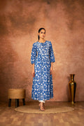 Joban Fashion Blue Floral Hand Block Printed Cotton Kurta Pant Set