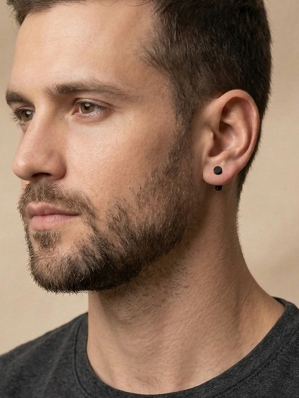 NVR Men's Black Rhodium Plated Studs Earrings