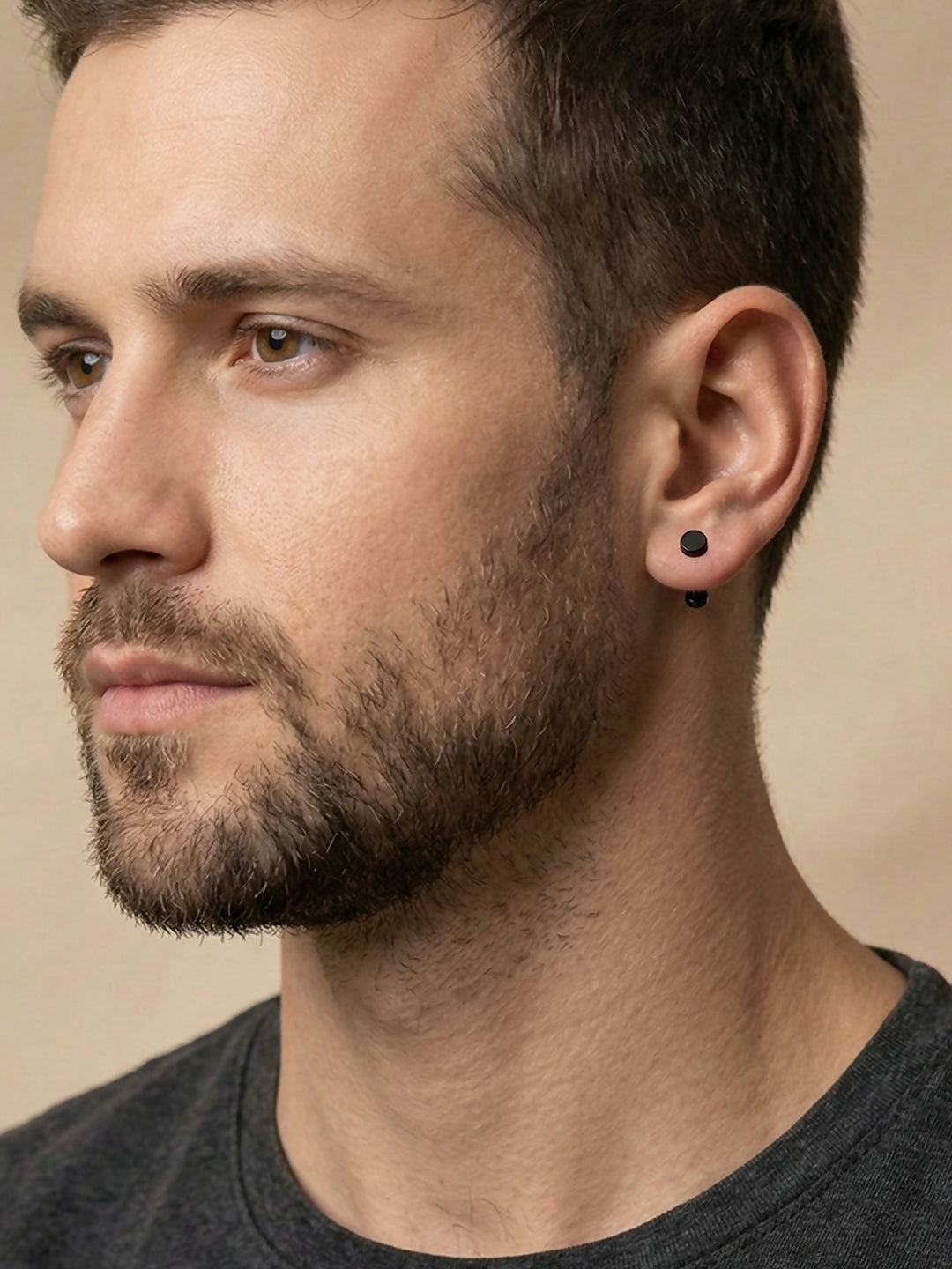 NVR Men's Black Rhodium Plated Studs Earrings