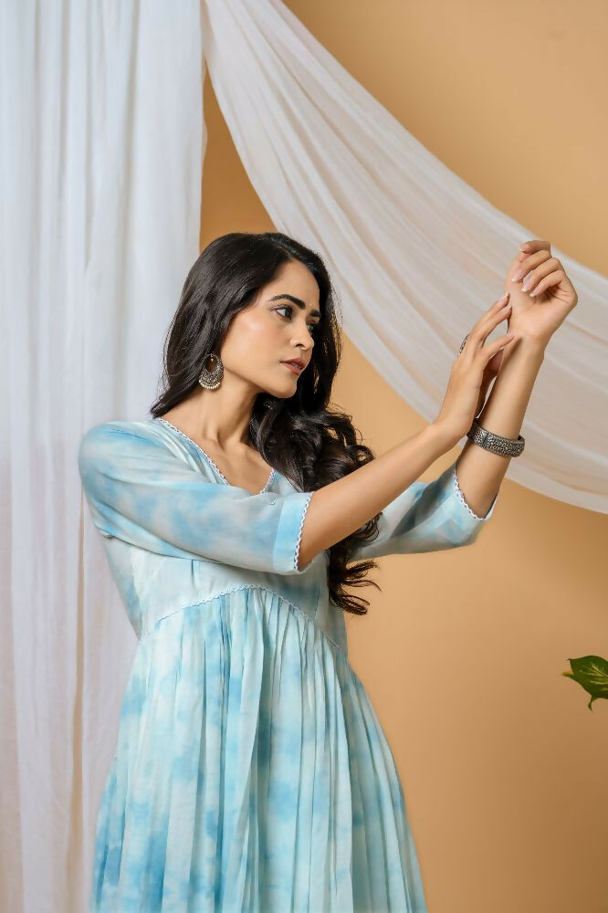 Joban Fashion Blue Tie & Dye Kurta Pant Set