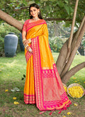 Anaita Yellow Silk Saree With Blouse Piece