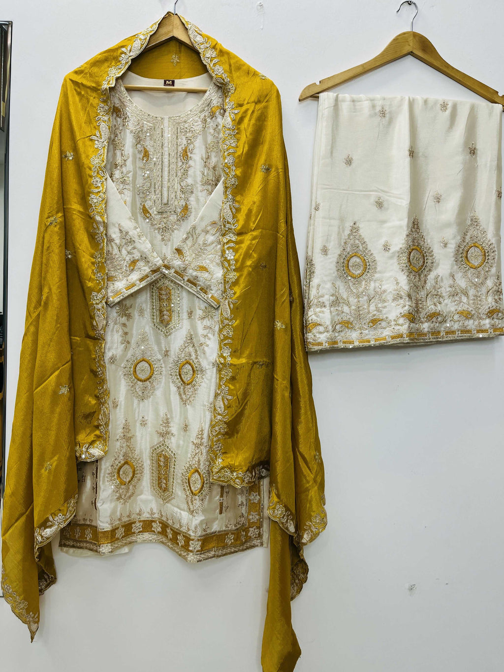 Teeya Creation White Color Chinon Silk Party Wear Trending Palazzo Set