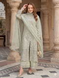 Teeya Creation Womens New Net With Heavy Embroiedery With Sequence Work Green Kurta Set