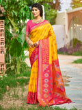 Anaita Yellow Soft Silk Saree With Floral Printed Work With Blouse