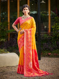 Anaita Yellow Soft Silk Saree With Floral Printed Work With Blouse