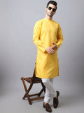 Even Apparels Yellow Pure Cotton Men's Kurta With Side Placket