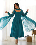 Lehenga Mart Designer Anarkali Suit With Kurta, Pant, Dupatta For Women-Rama