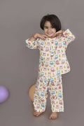 Breathables Wine Cotton Camel Print Night Suit For Kids