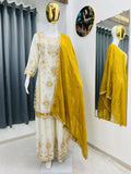 Teeya Creation White Color Chinon Silk Party Wear Trending Palazzo Set