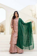 Joban Fashion Peach Jacquard Embroidered Sharara Set