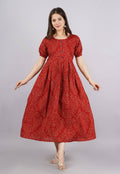 Vamika Red Cotton Printed Party Wear/Casual Wear Kurti