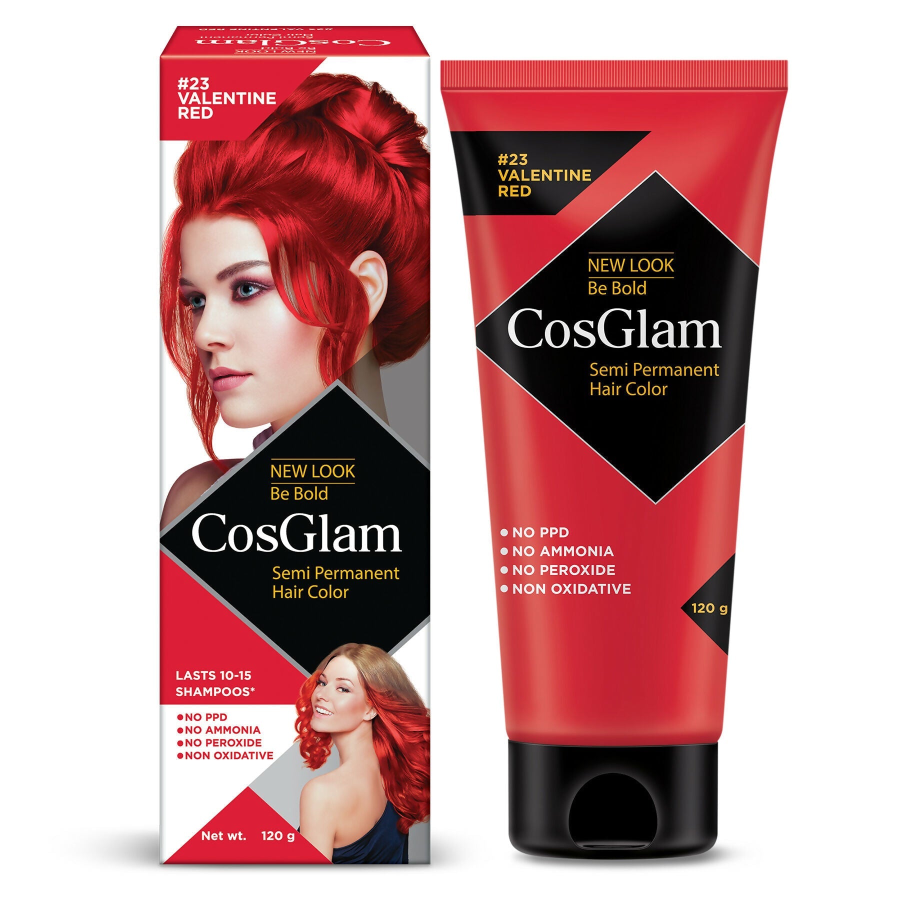Cosglam Semi Permanent Hair Color for Women & Men (#23 Valentine Red)
