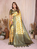 Aastha Fashion Yellow Tissue Silk Paithani Woven Saree