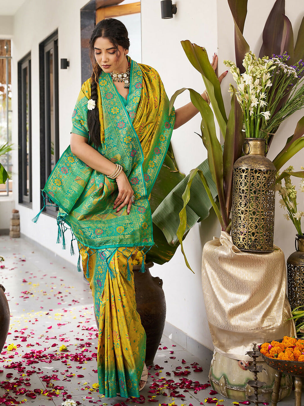 Shree Shyam Fashion Mustard Yellow Soft Silk Saree