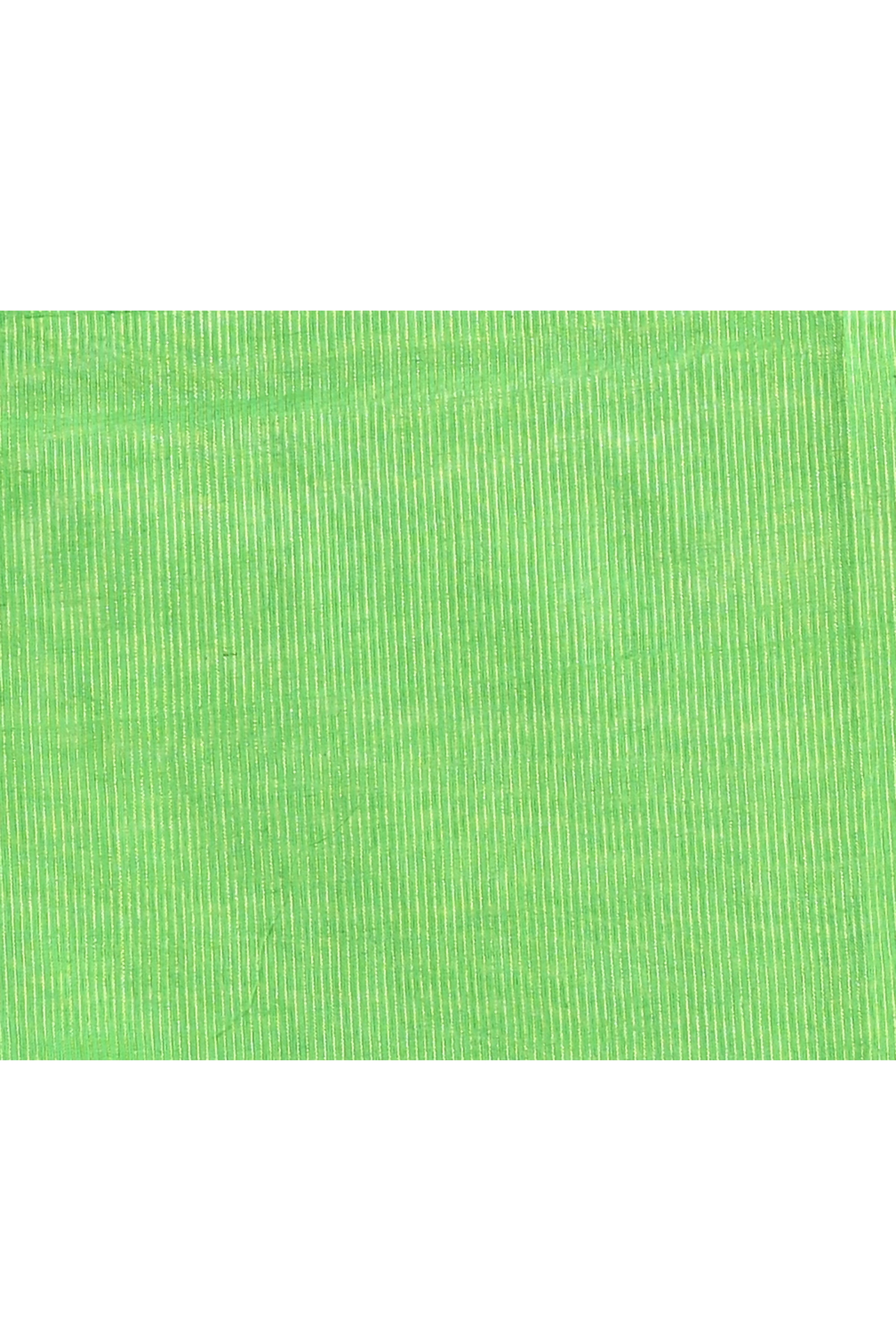 Piyari Fashion Women's Green Embellished Cotton Blend Zari Check Handloom Saree