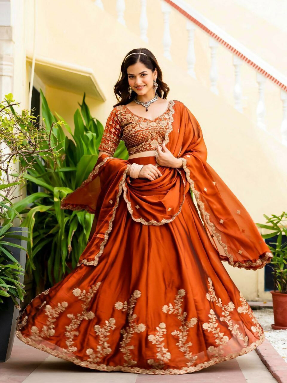 Lehenga Mart Designer Indian Wedding Lehenga Choli-Rusty