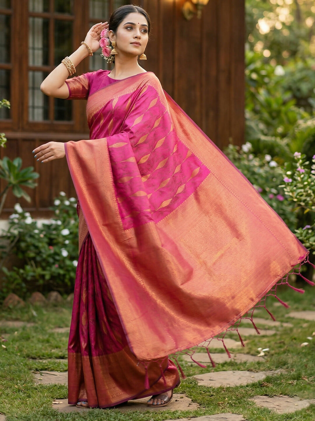 Shree Shyam Fashion Lite Pink Silk Blend Saree