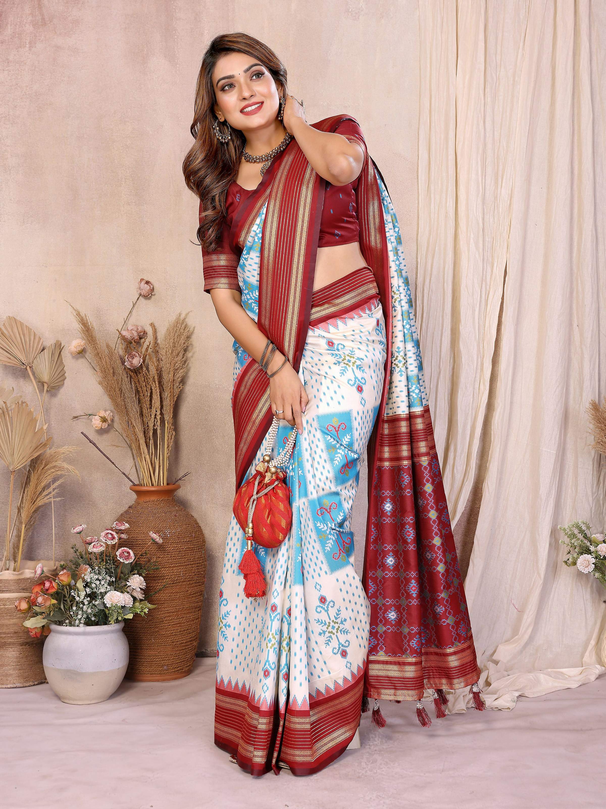 Aastha Fashion White Soft Silk Weaving Saree