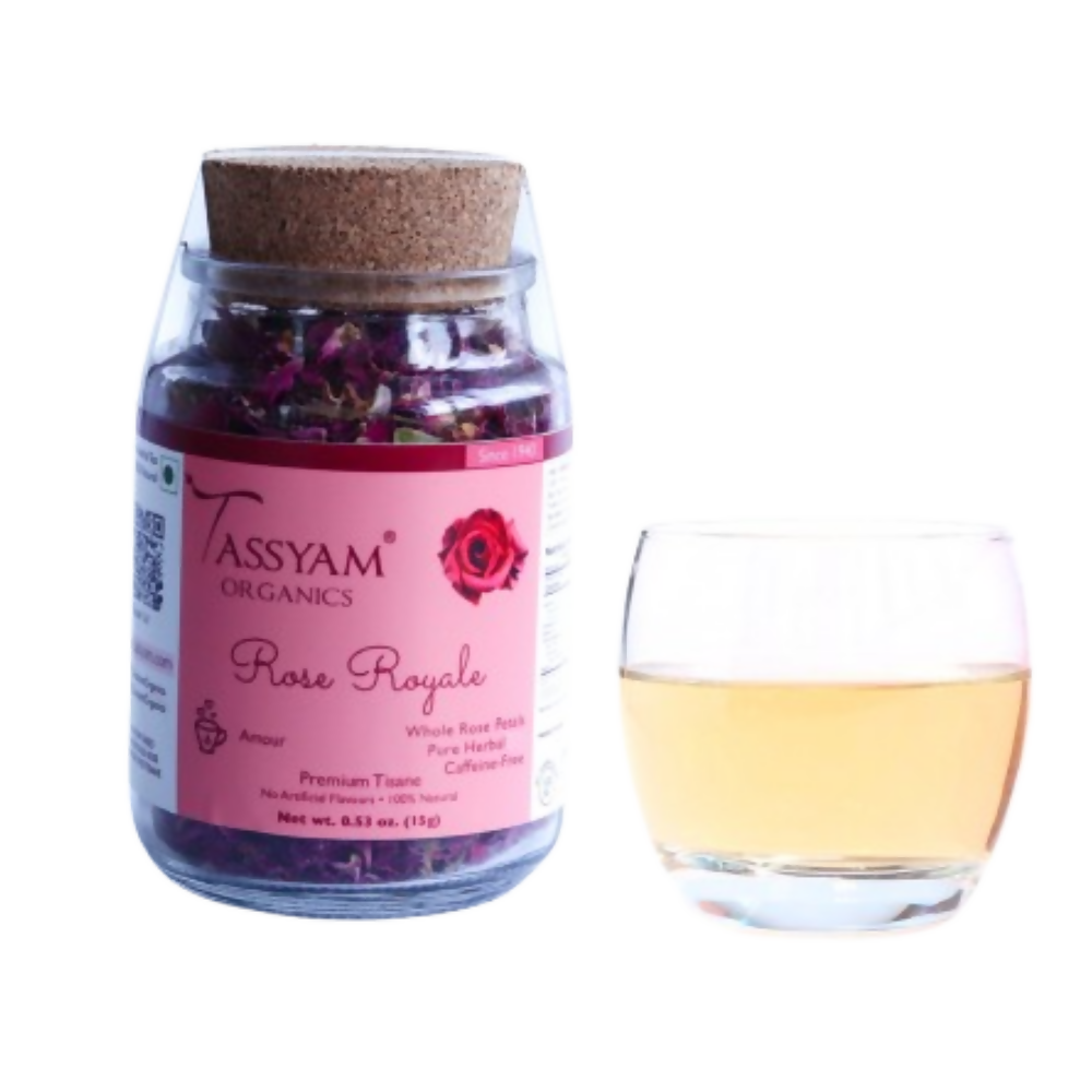 Tassyam Organics Rose Royale Herbal Tisane - Glass Bottle