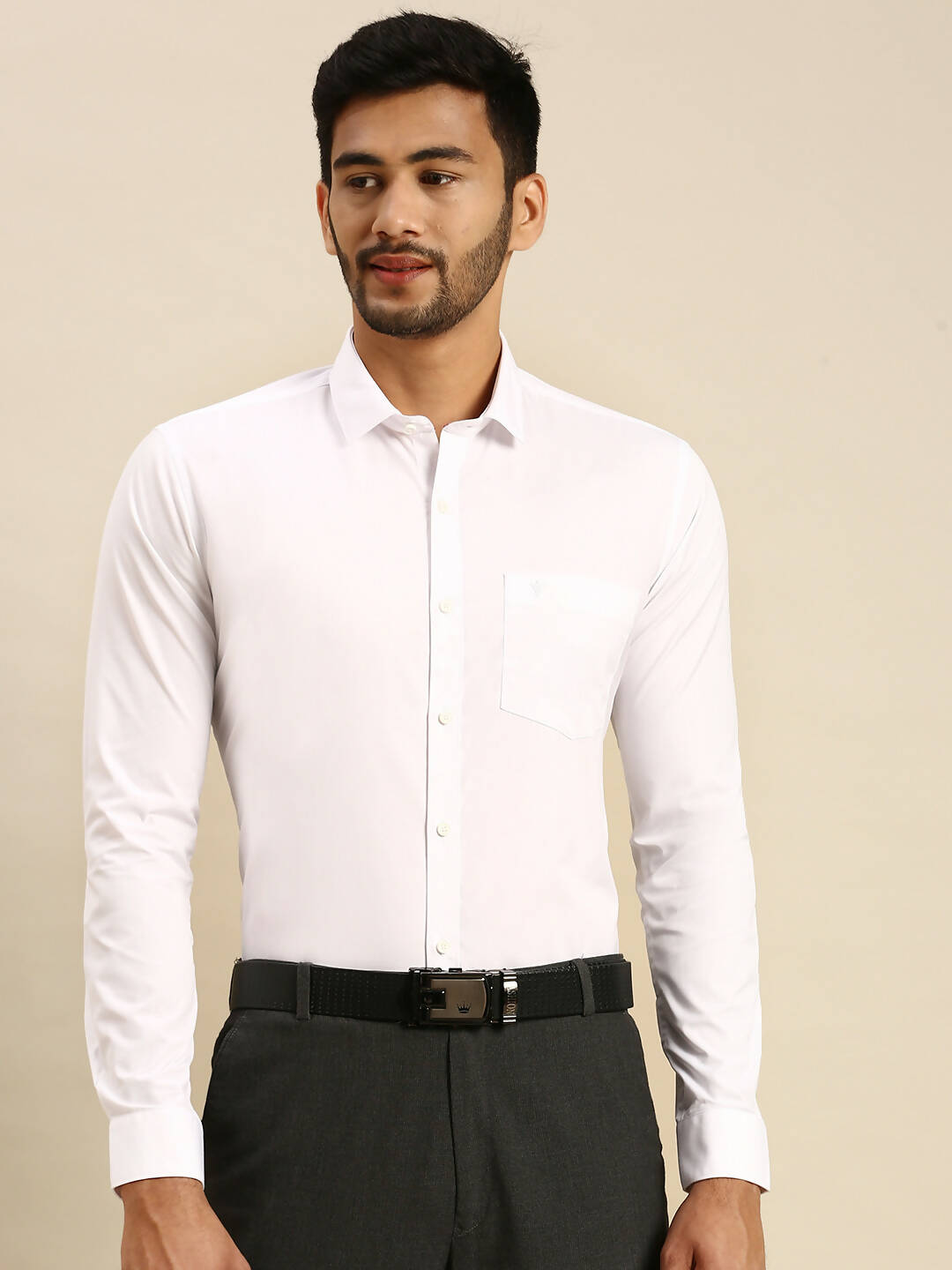 Ramraj Cotton Mens Full Sleeve Formal 100 % Cotton White Shirt