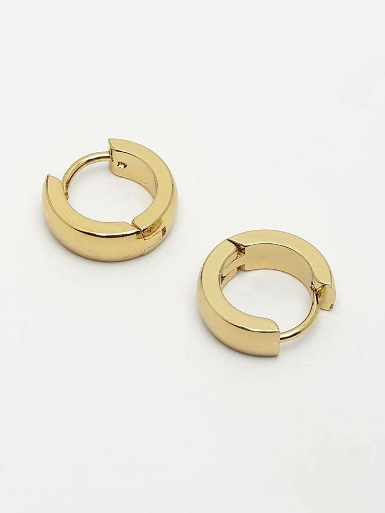 NVR Men's Gold Plated Hoop Earrings