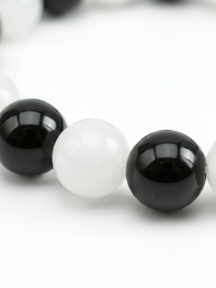 NVR Black & White Beaded Bracelet for Men & Women