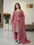 Teeya Creation Pink Color Gimmychu Silk Embroidery Work Wedding Wear Salwar Suit