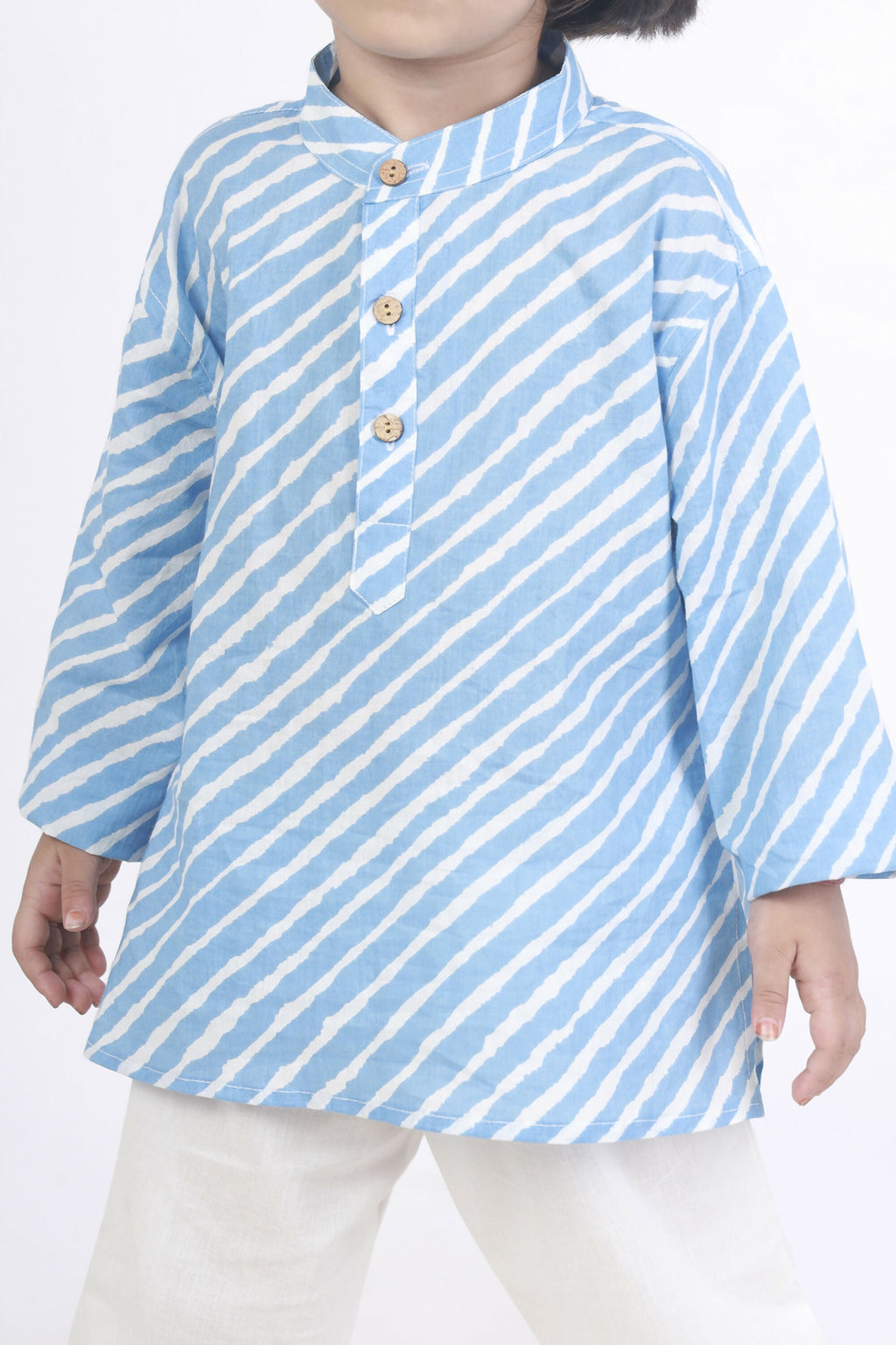Breathables Kids Cotton Night Suit – Blue Striped Kurta & Pyjama Co-Ord Set For Boys & Girls