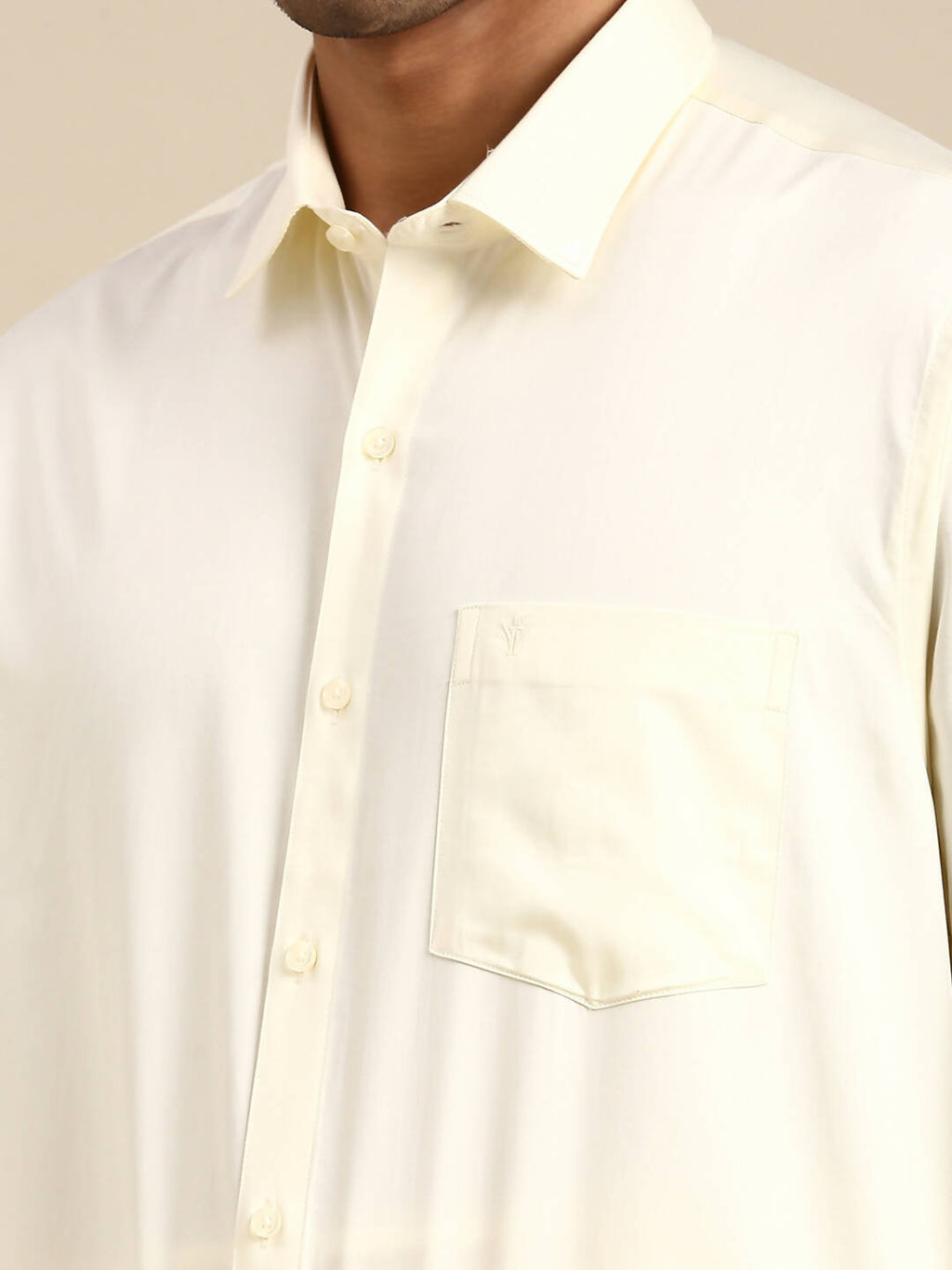 Ramraj Cotton Mens Cotton Cream Colour Full Sleeve Shirt
