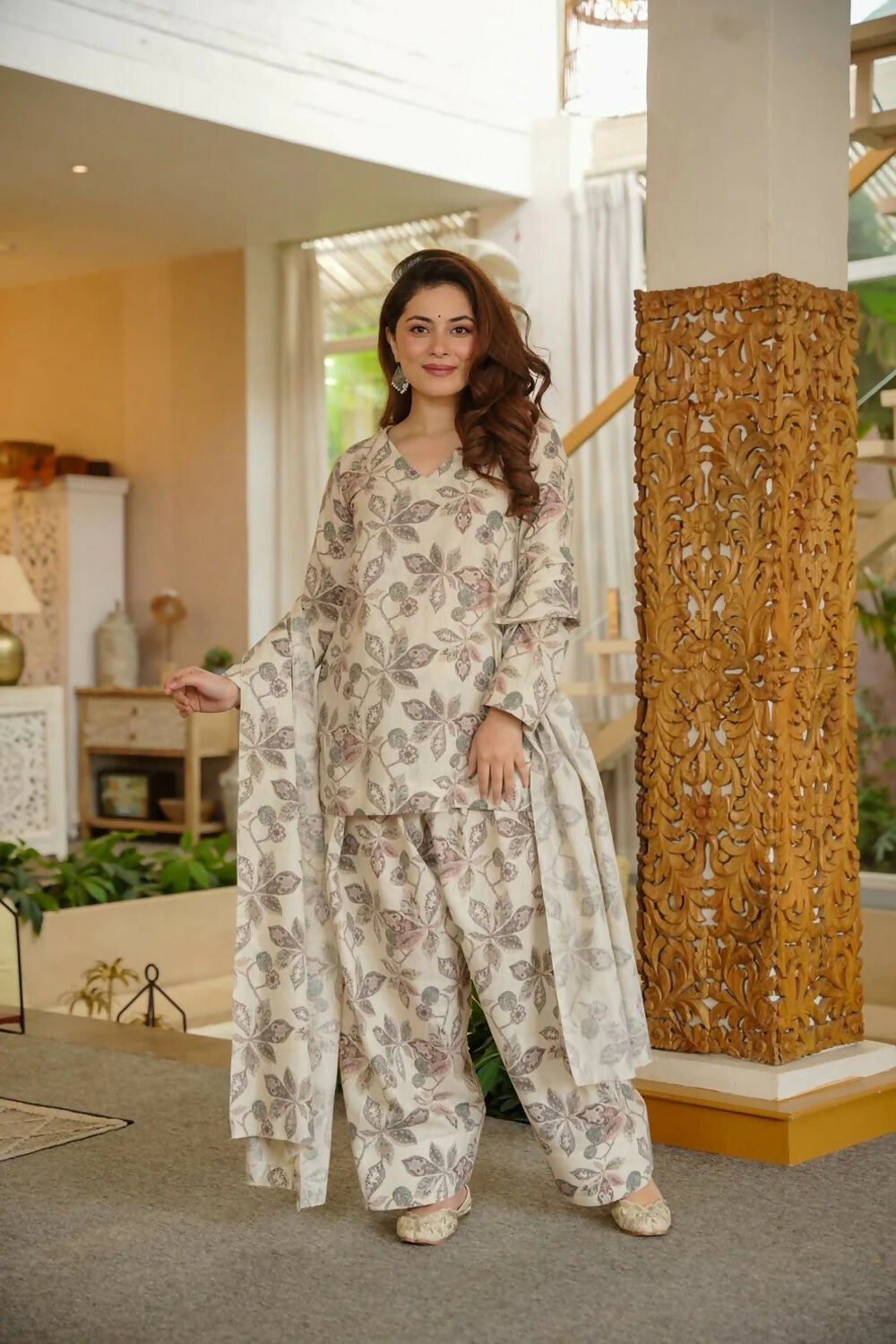 Aayaa Designer Printed Full Flared Suit