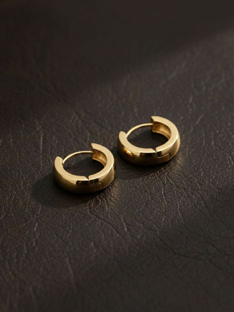 NVR Men's Gold Plated Hoop Earrings