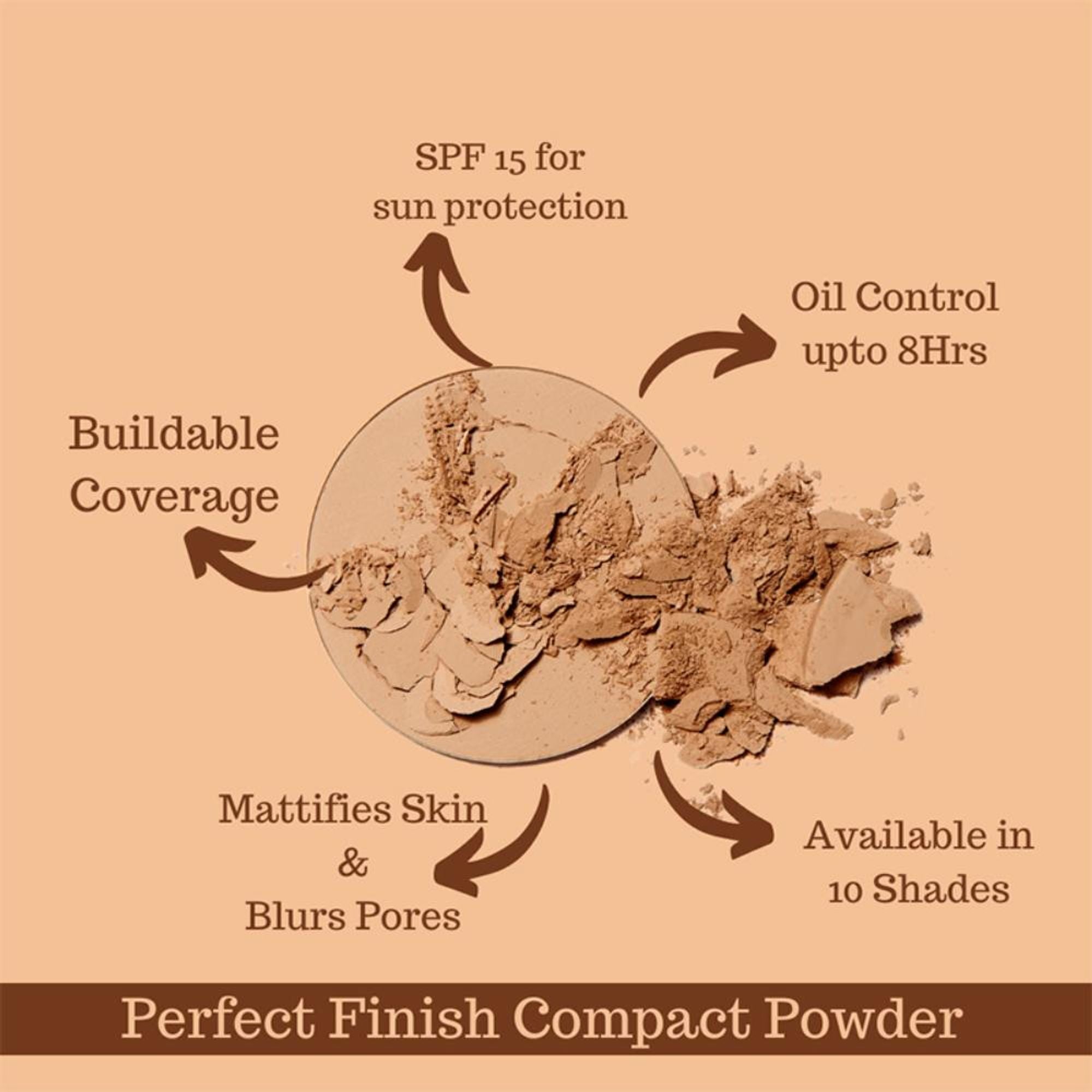 CUFFS N LASHES Perfect Finish Pressed Powder Compact With SPF 15 - 05 Light Medium