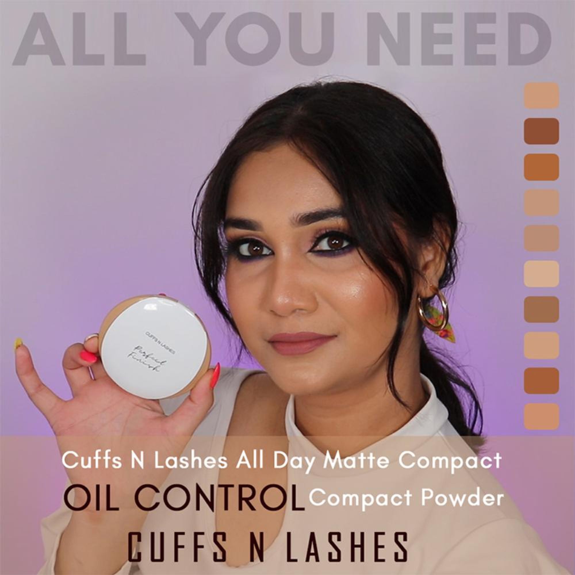 CUFFS N LASHES Perfect Finish Pressed Powder Compact With SPF 15 - 05 Light Medium