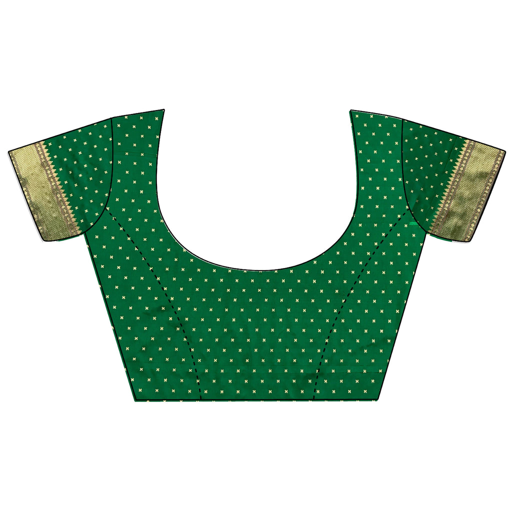 Joban Fashion Green Butti Woven Soft Lichi Silk Paithani Saree
