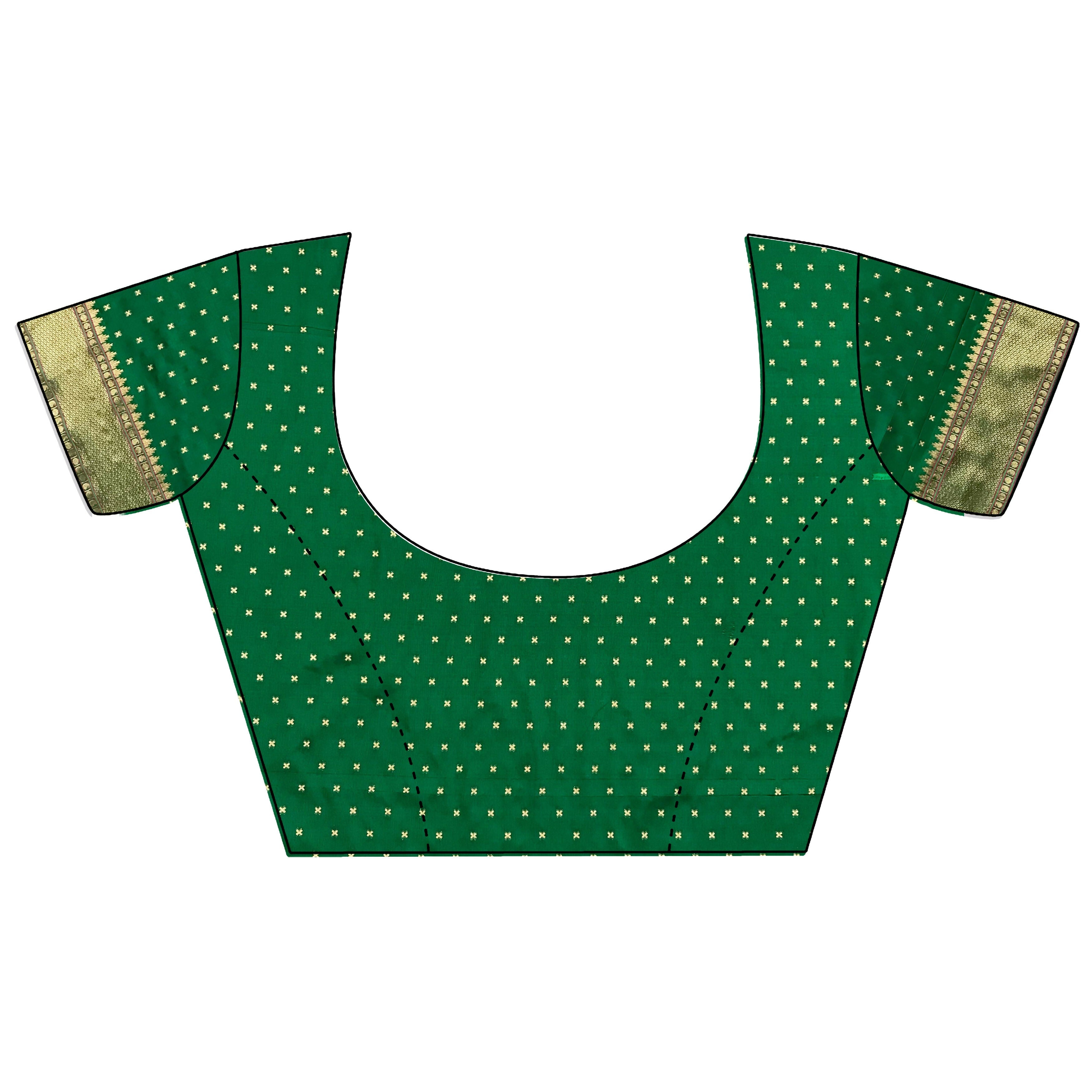 Joban Fashion Green Butti Woven Soft Lichi Silk Paithani Saree