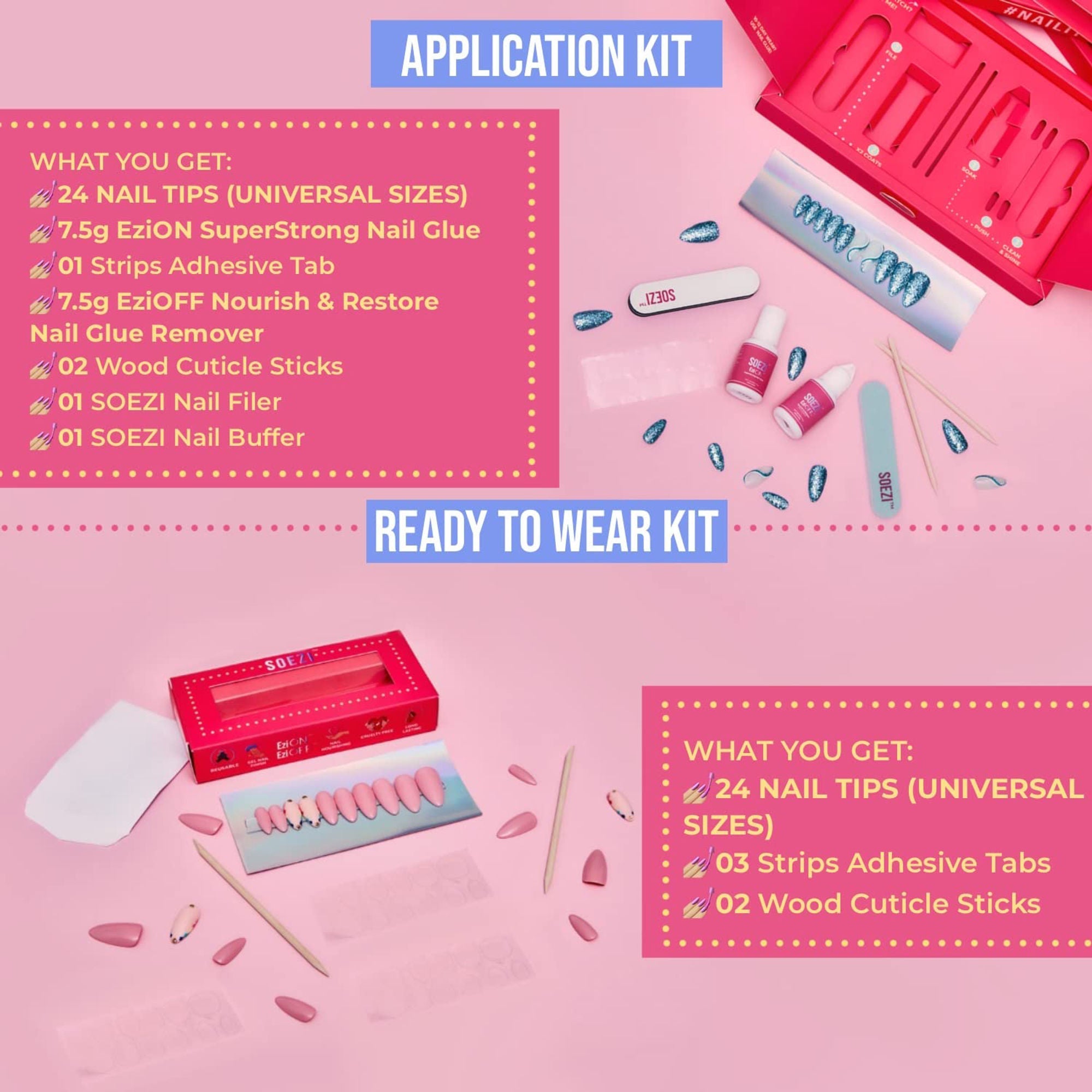 SOEZI Sunkissed Sunburn Reusable Press On Nails - Application Kit