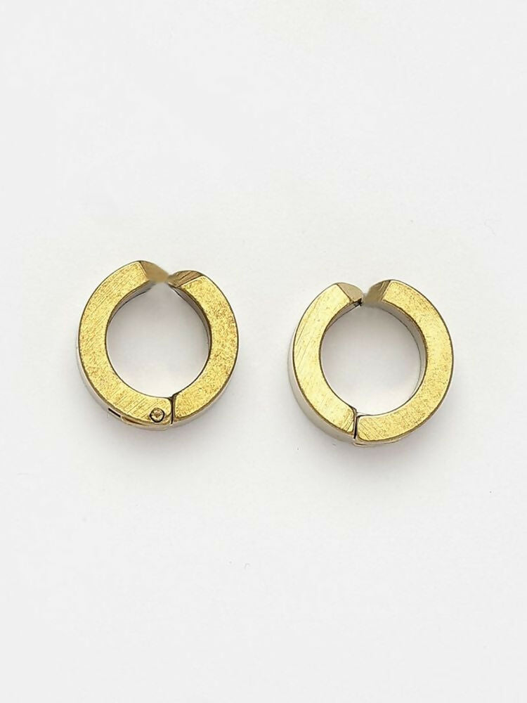 NVR Men's Gold Plated Hoop Earrings