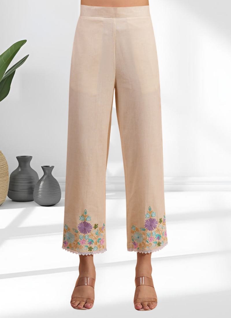 Joban Fashion Cream Linen Embroidered Readymade Cord Set