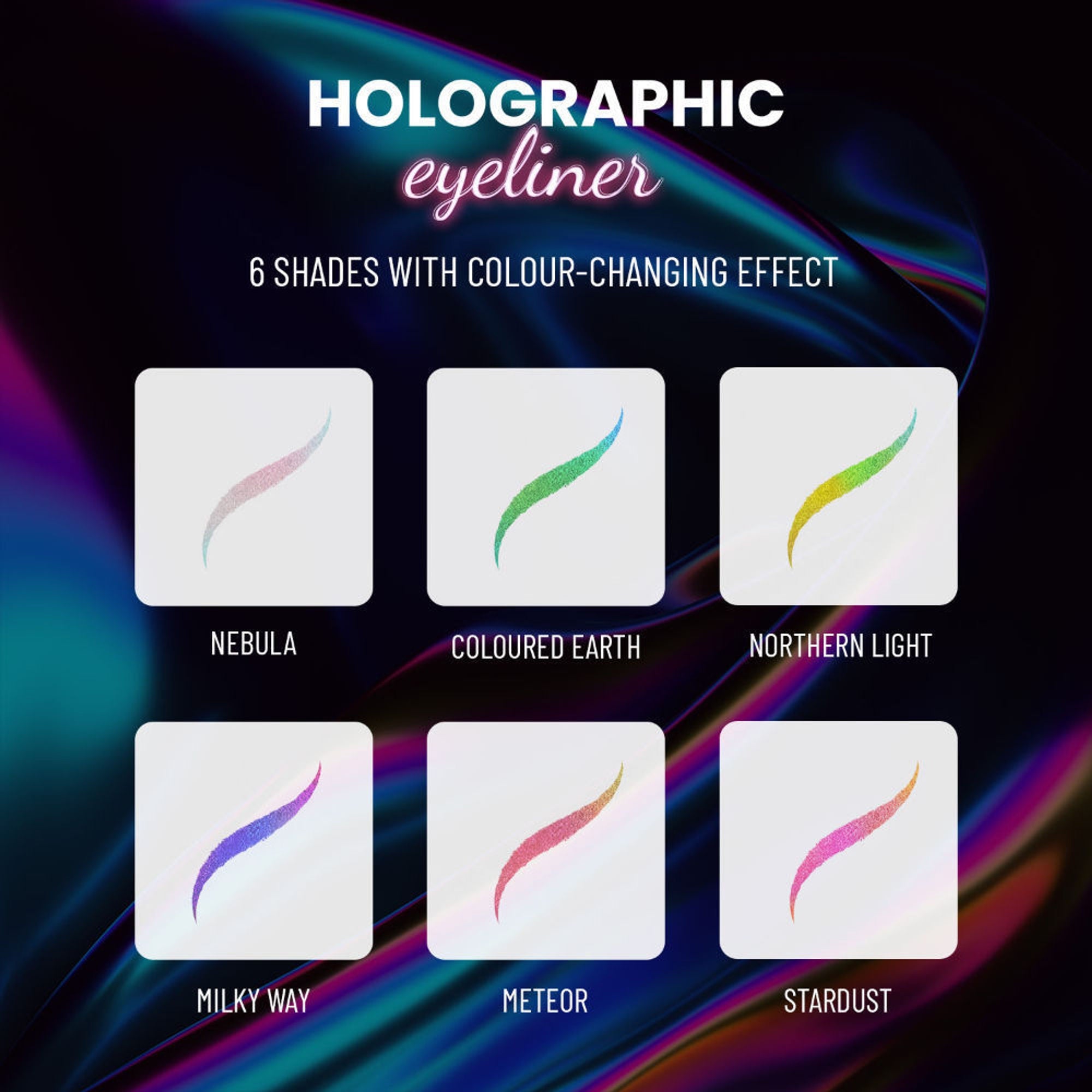 Swiss Beauty Holographic Eyeliner , Multi Chrome Effect , Water -Proof ,Smudge Proof - 1 Milky Way