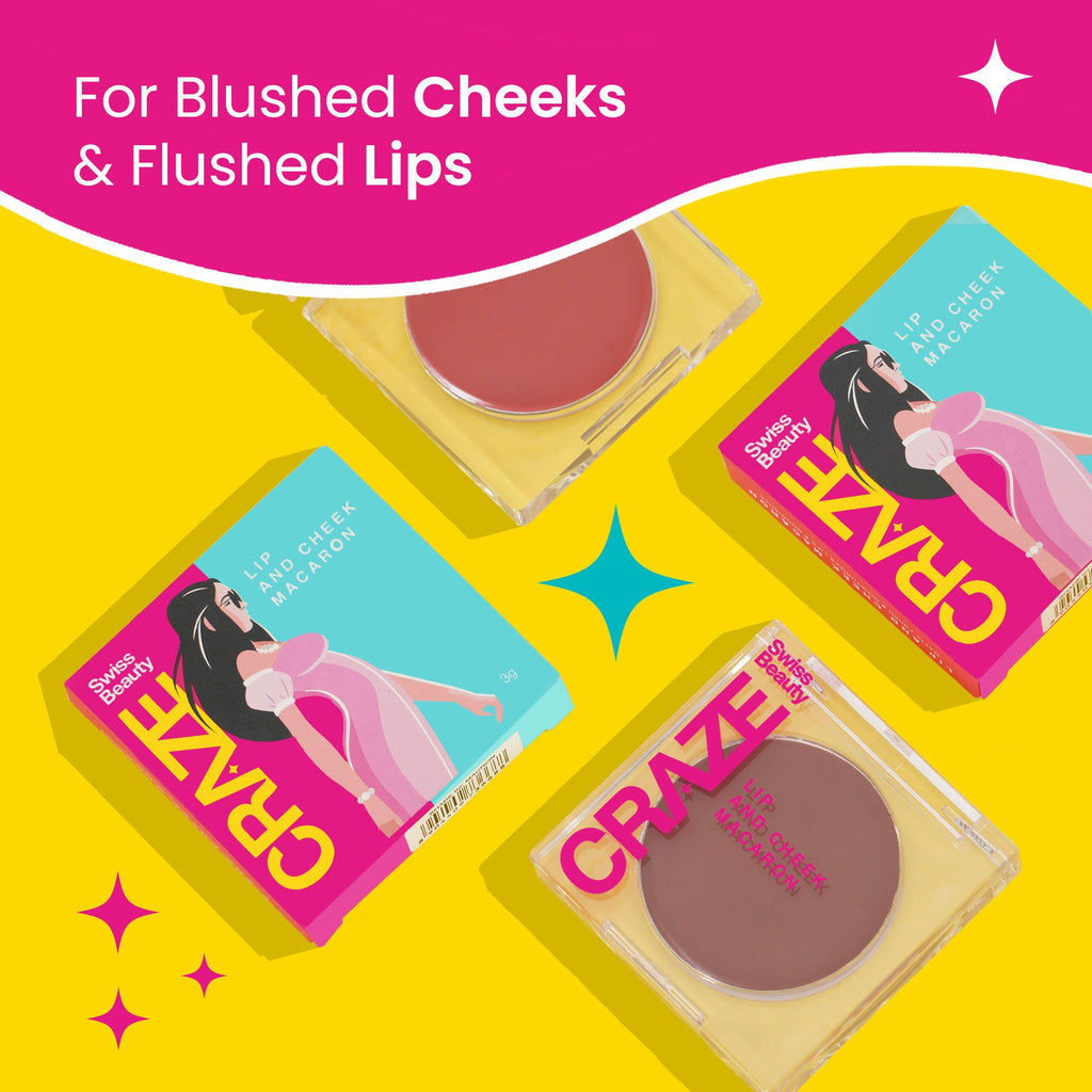 Swiss Beauty CRAZE Lip & Cheek Macaron With Vitamin E And Olive Oil - 04 Pink Jelly