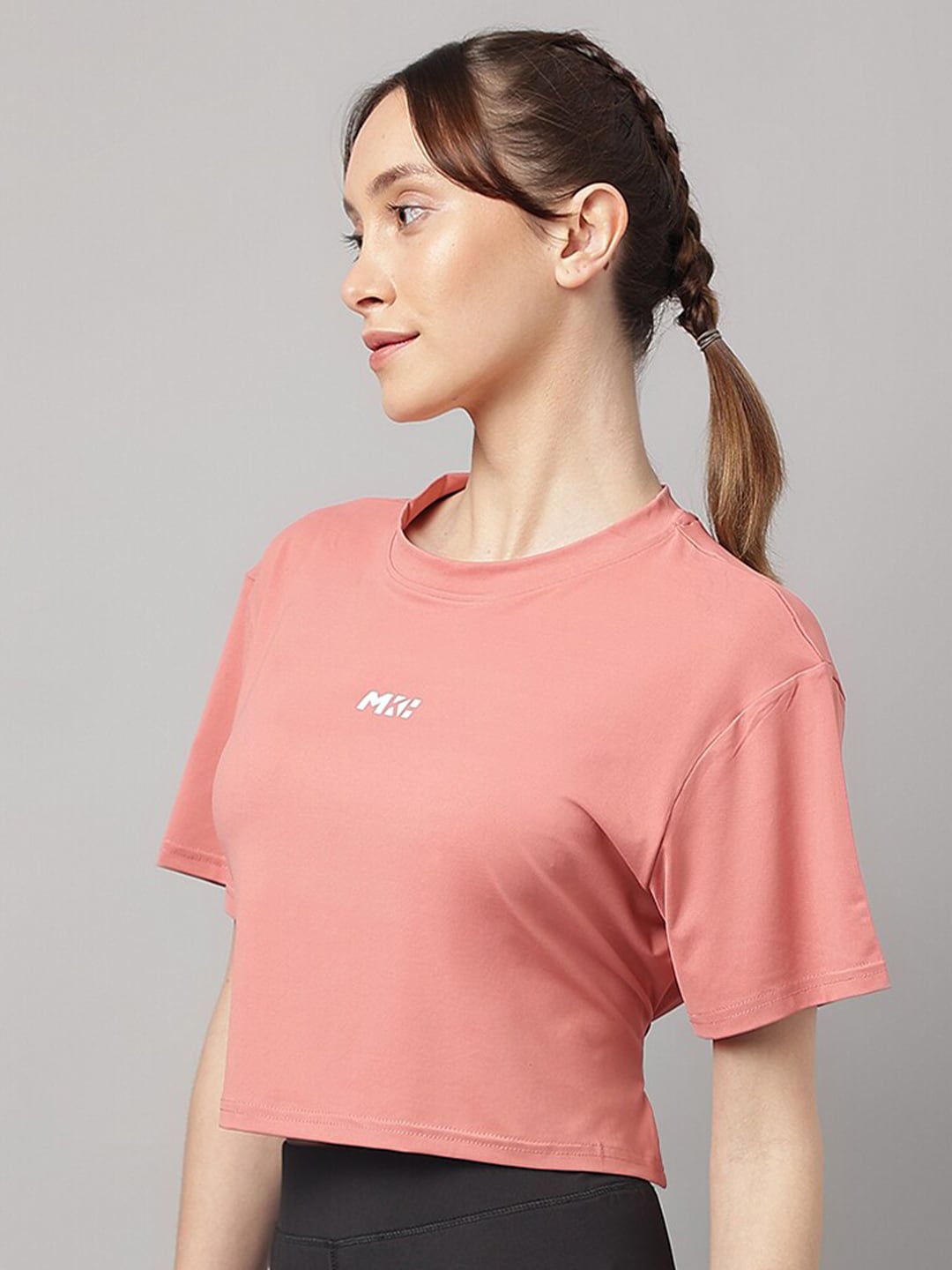 MKH Round Neck Short Sleeves Dri-FIT Yoga Sports Crop T-shirt